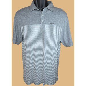 Travis Mathew Mens Gray Striped Polo Small